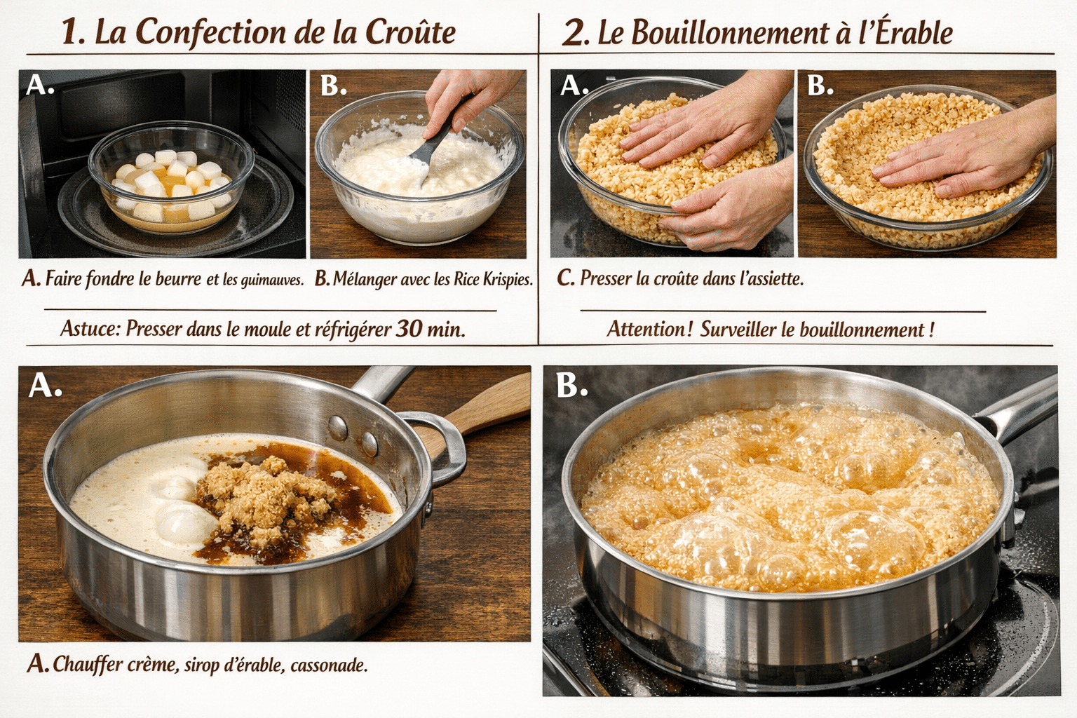 Étape par Étape: Tarte crémeuse au sirop d’érable, croûte style carrés aux Rice Krispies