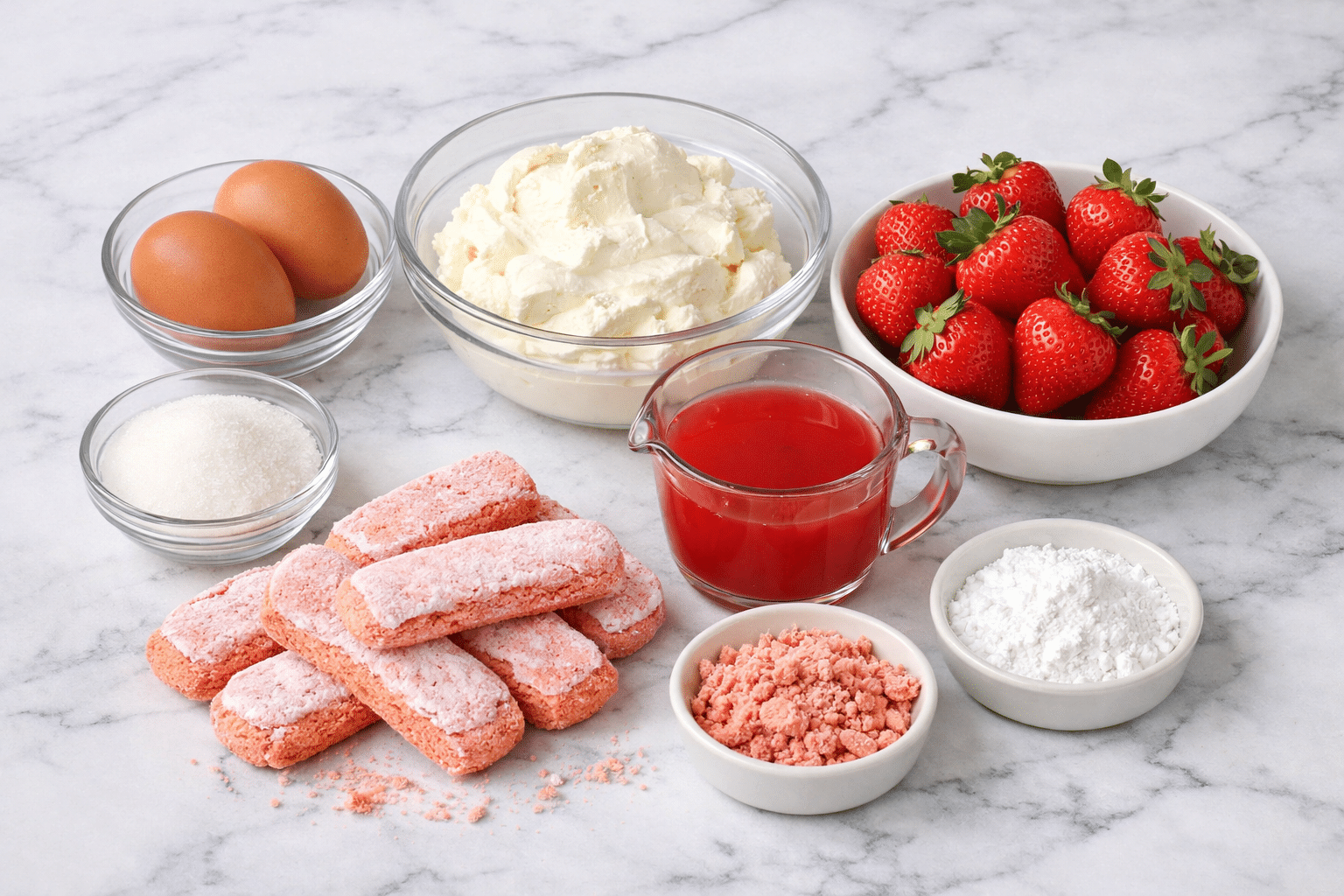 La Liste des Ingrédients : Tiramisu aux Fraises et Biscuits Roses de Reims