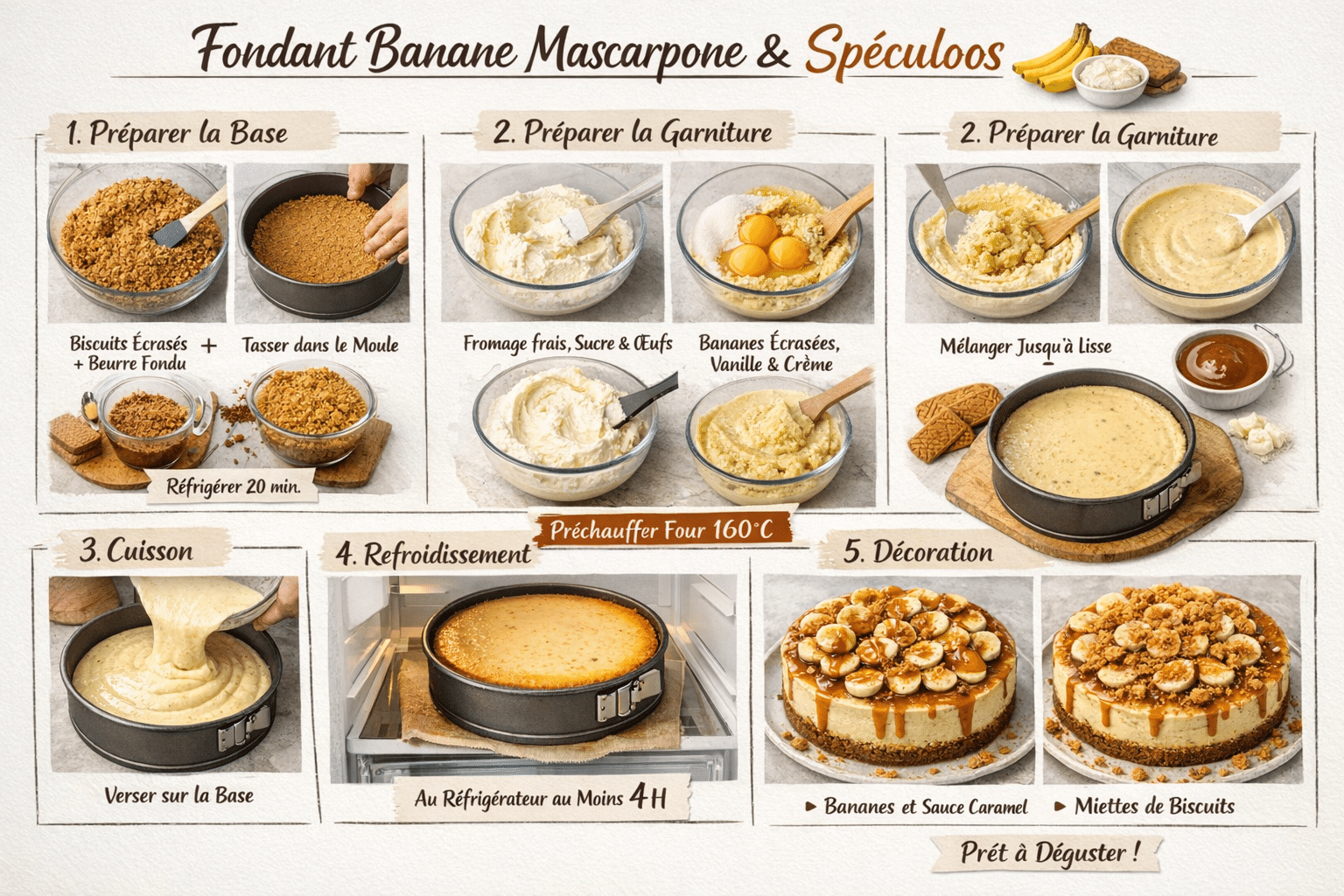 Étape par Étape: Fondant Banane Mascarpone et Spéculoos Le Cheesecake Ultra Crémeux