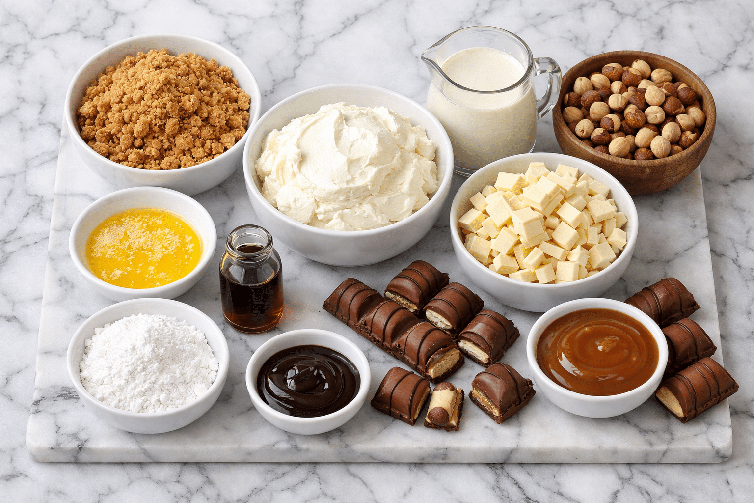 La Liste des Ingrédients : Tarte Kinder Bueno au chocolat blanc et noisettes