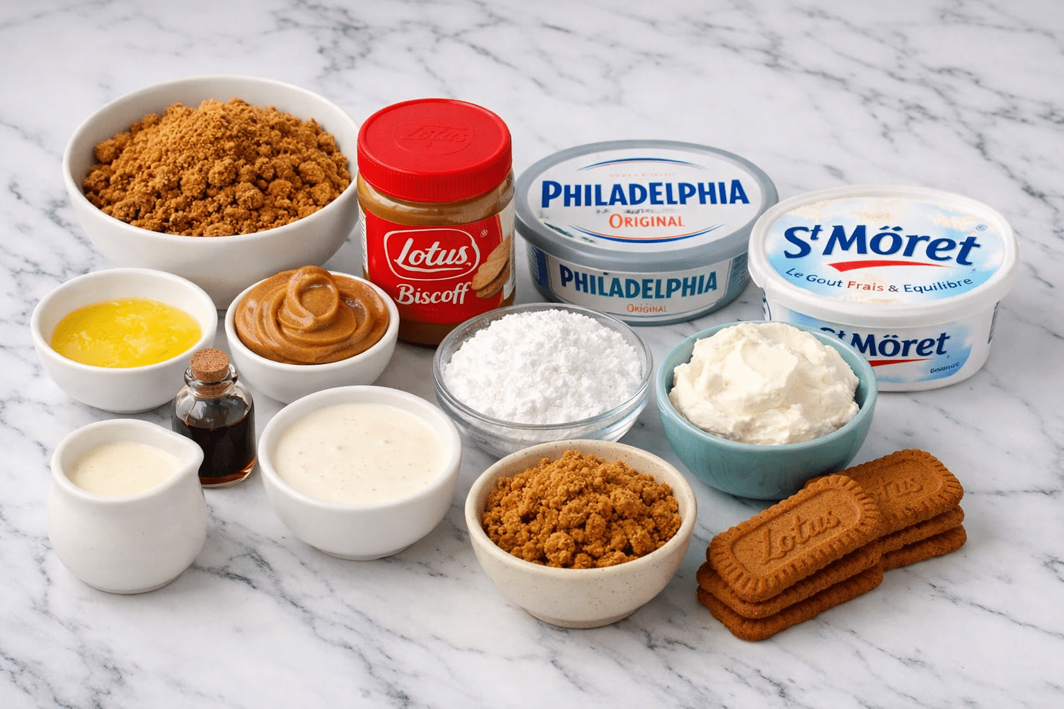 La Liste des Ingrédients : Cheesecake Spéculoos sans Cuisson