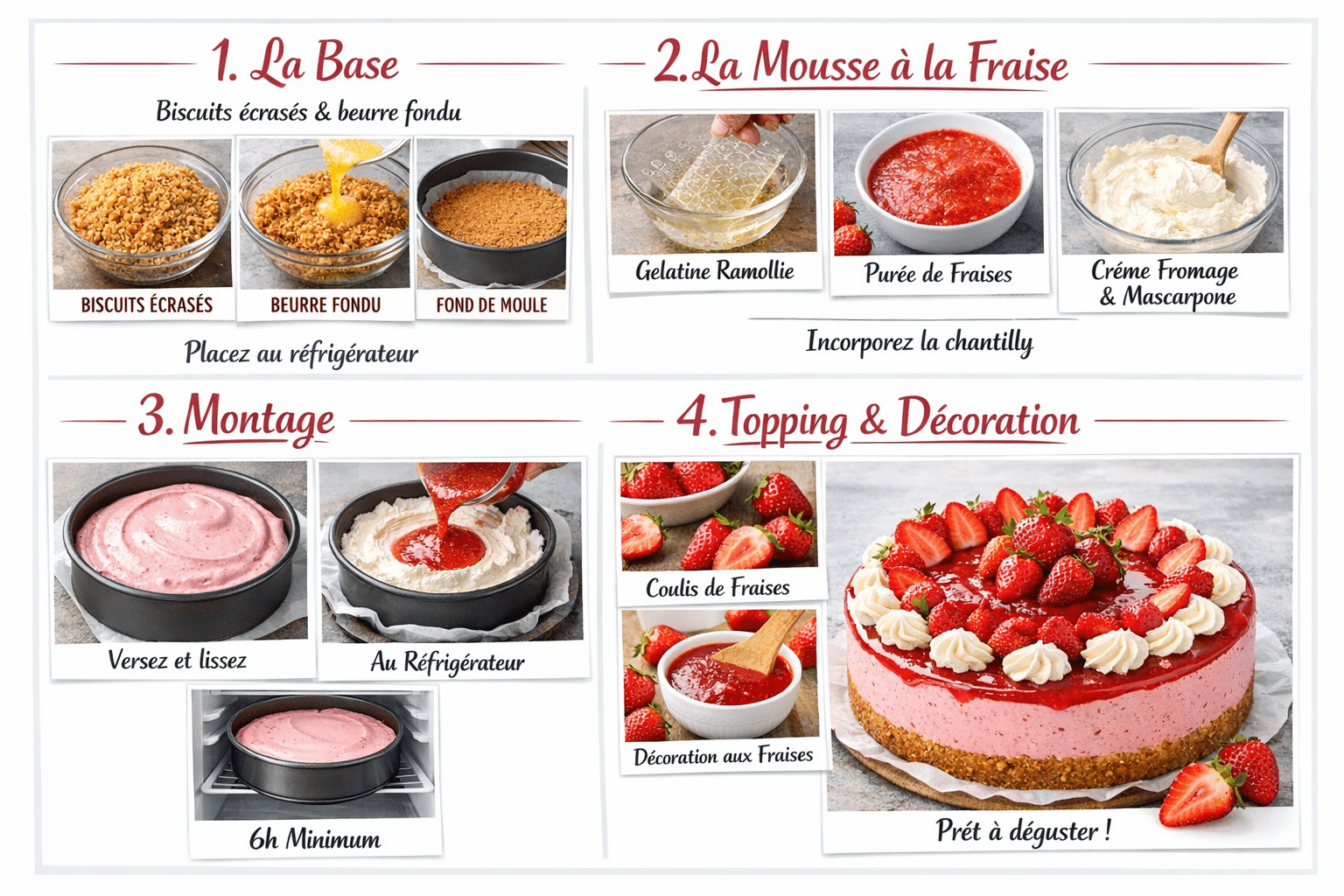 Étape par Étape: Gâteau Mousse à la Fraise (Cheesecake Mousse Fraise sans Cuisson)