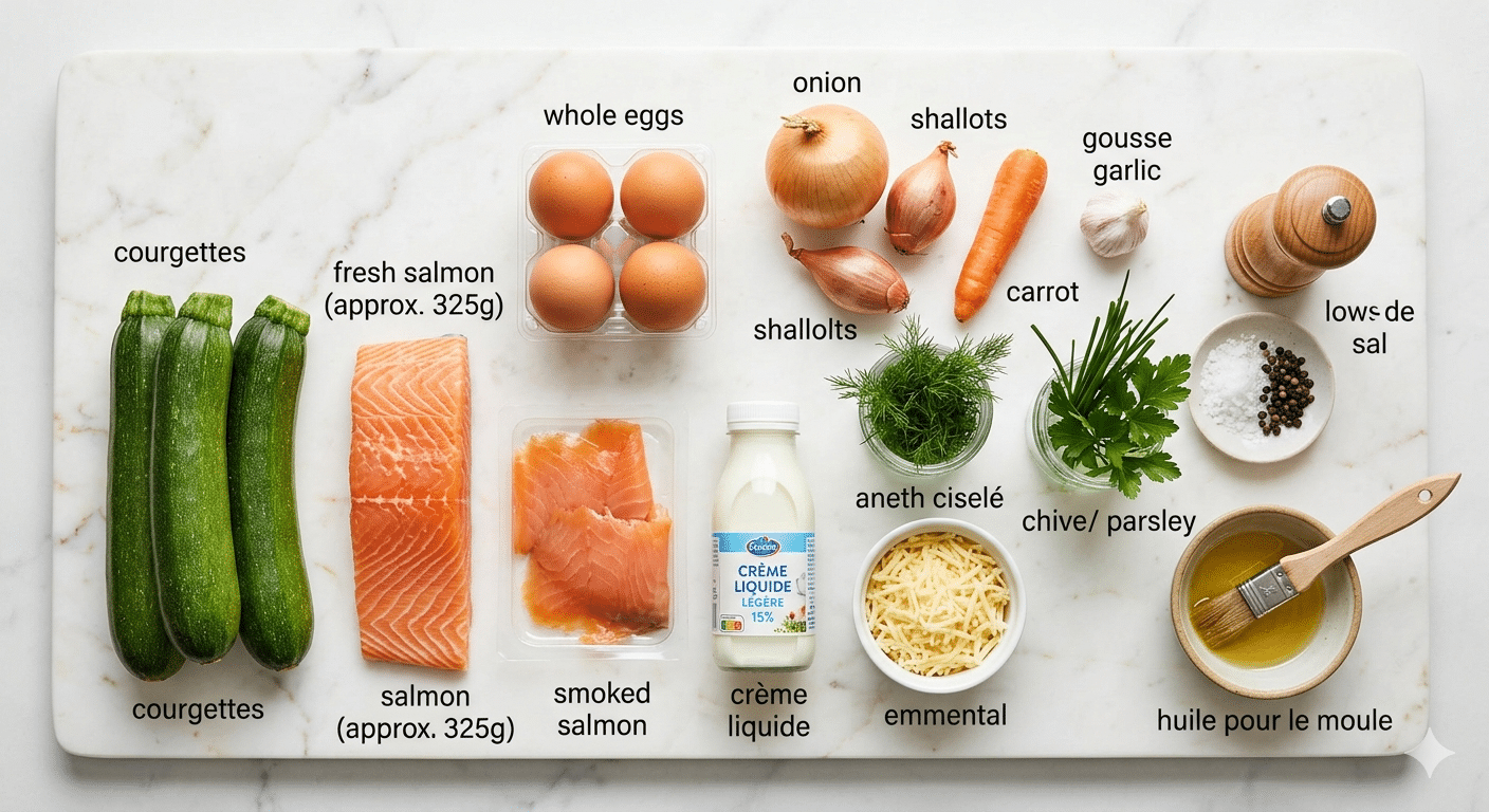 La Liste des Ingrédients : Flan Léger Courgettes & Saumon