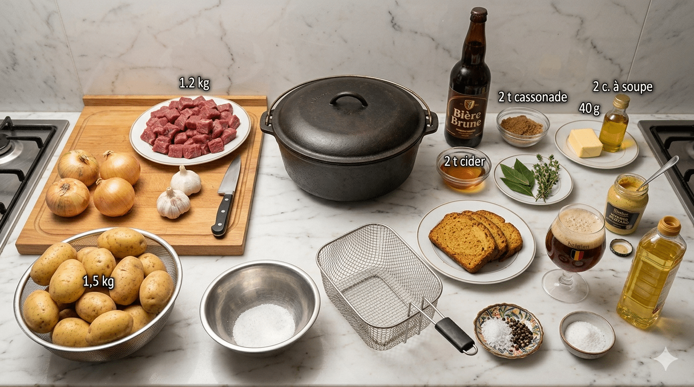 La Liste des Ingrédients : Carbonade Flamande avec Frites La Recette Authentique du Nord