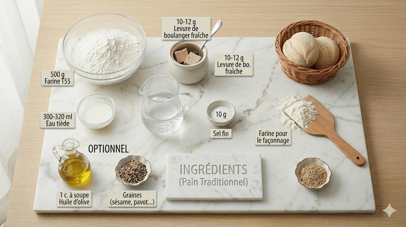 La Liste des Ingrédients : Baguettes Dorées Maison La Recette Simple, Croustillante