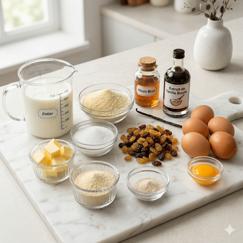 La Liste des Ingrédients : Gâteau de Semoule Crémeux aux Raisins Secs : Le Dessert Réconfortant