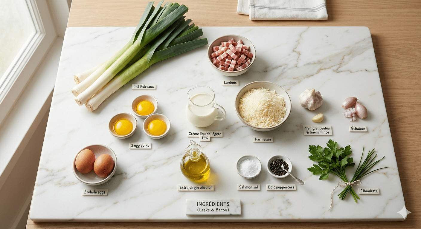 La Liste des Ingrédients : Carbonara Légère aux Poireaux : La Recette Saine