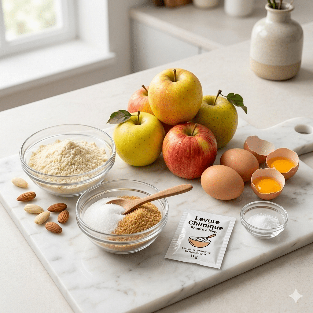 La Liste des Ingrédients : Gâteau Pommes aux Amandes