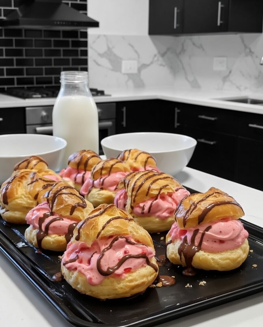 Choux à la Crème Pâtissière Fraise Choux à la Crème Pâtissière Fraise