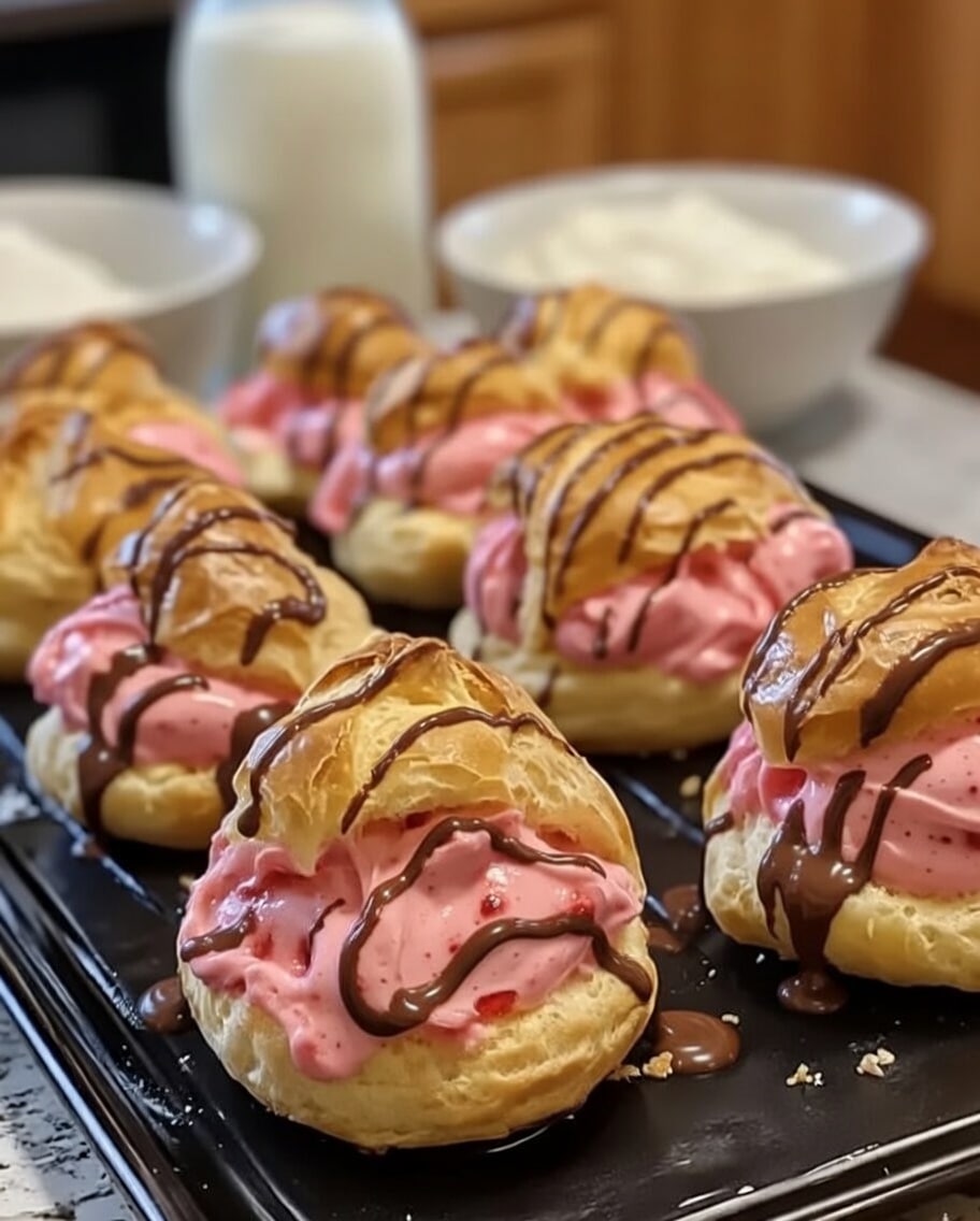 Choux à la Crème Pâtissière Fraise : Des Petits Bijoux Dorés et Gourmands