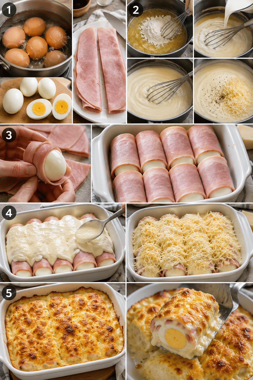 Preparation Guide: Œufs Roulés au Jambon, Gratinés au Fromage : la recette réconfortante et ultra-simple Preparation Guide: Œufs Roulés au Jambon, Gratinés au Fromage : la recette réconfortante et ultra-simple