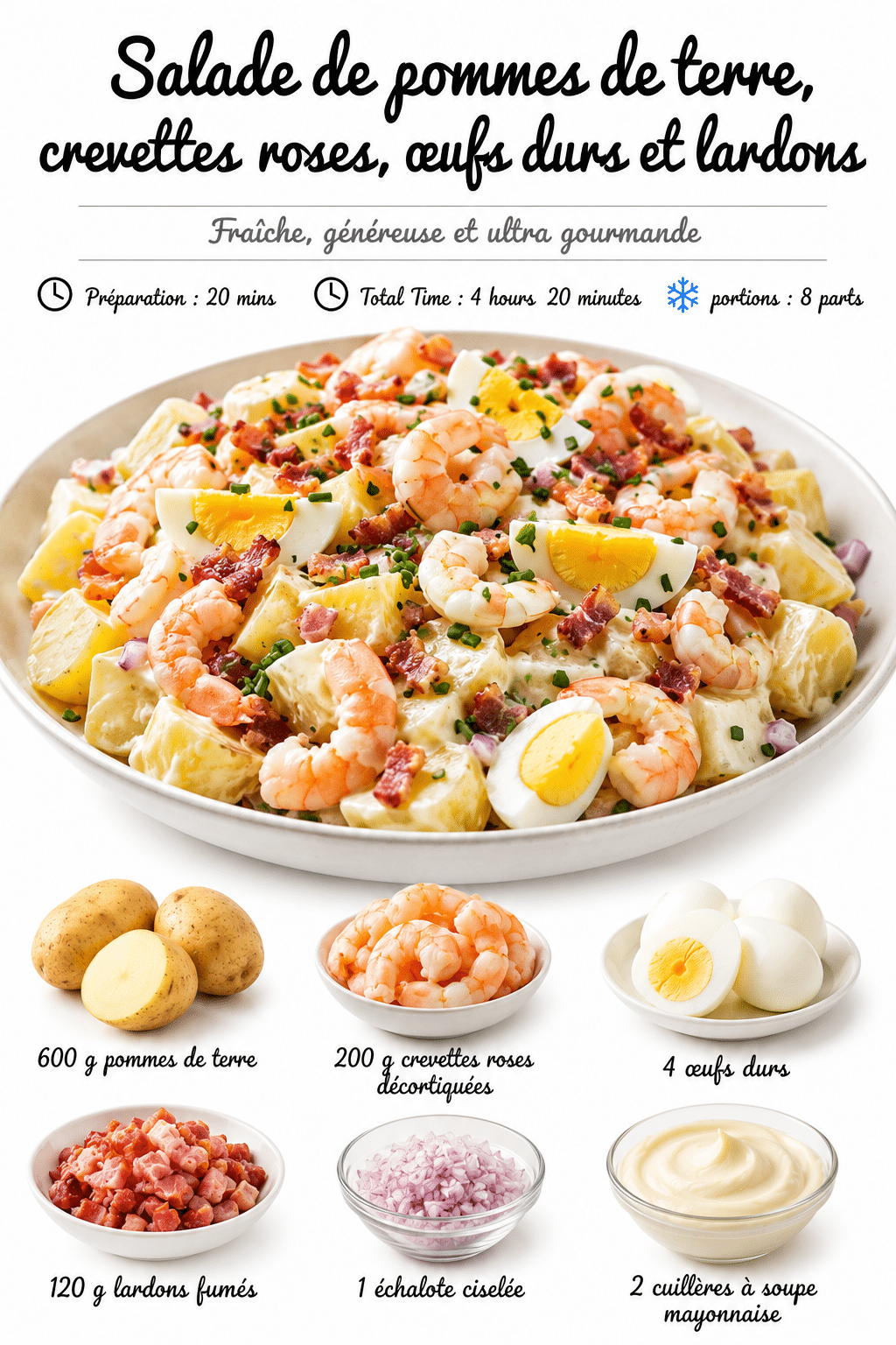 Salade Crevettes Lardons aux Pommes de Terre : la recette fraîche, généreuse et savoureuse qui plaît à tous Salade Crevettes Lardons aux Pommes de Terre : la recette fraîche, généreuse et savoureuse qui plaît à tous