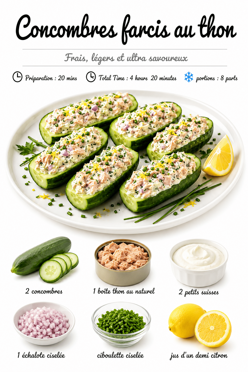 Concombres Farcis au Thon : la recette fraîche, légère et ultra-gourmande prête en 15 minutes Concombres Farcis au Thon : la recette fraîche, légère et ultra-gourmande prête en 15 minutes