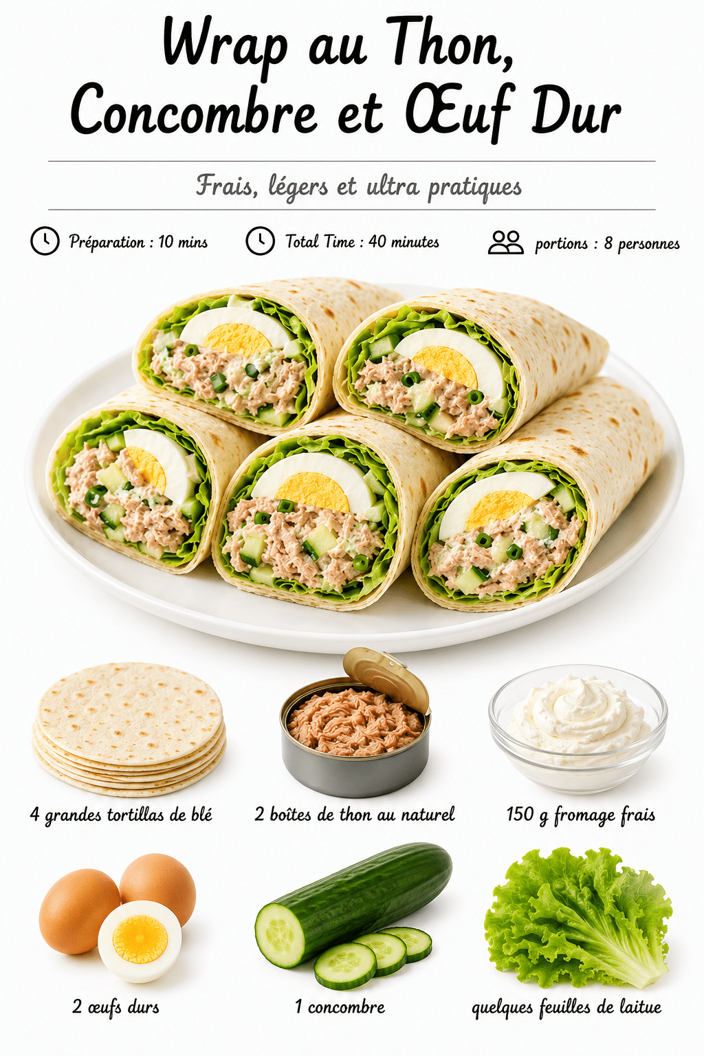 Wrap au Thon Concombre et Œuf Dur : la recette fraîche, protéinée Wrap au Thon Concombre et Œuf Dur : la recette fraîche, protéinée