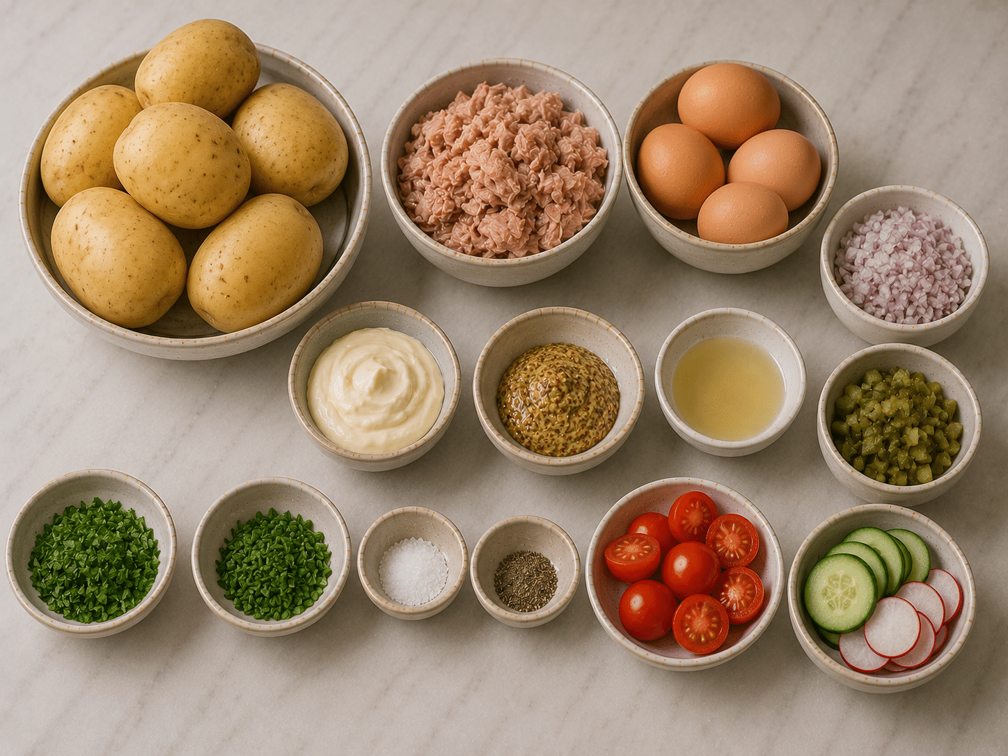 La Liste des Ingrédients : Salade de Pommes de Terre au Thon et aux Œufs : la recette classique