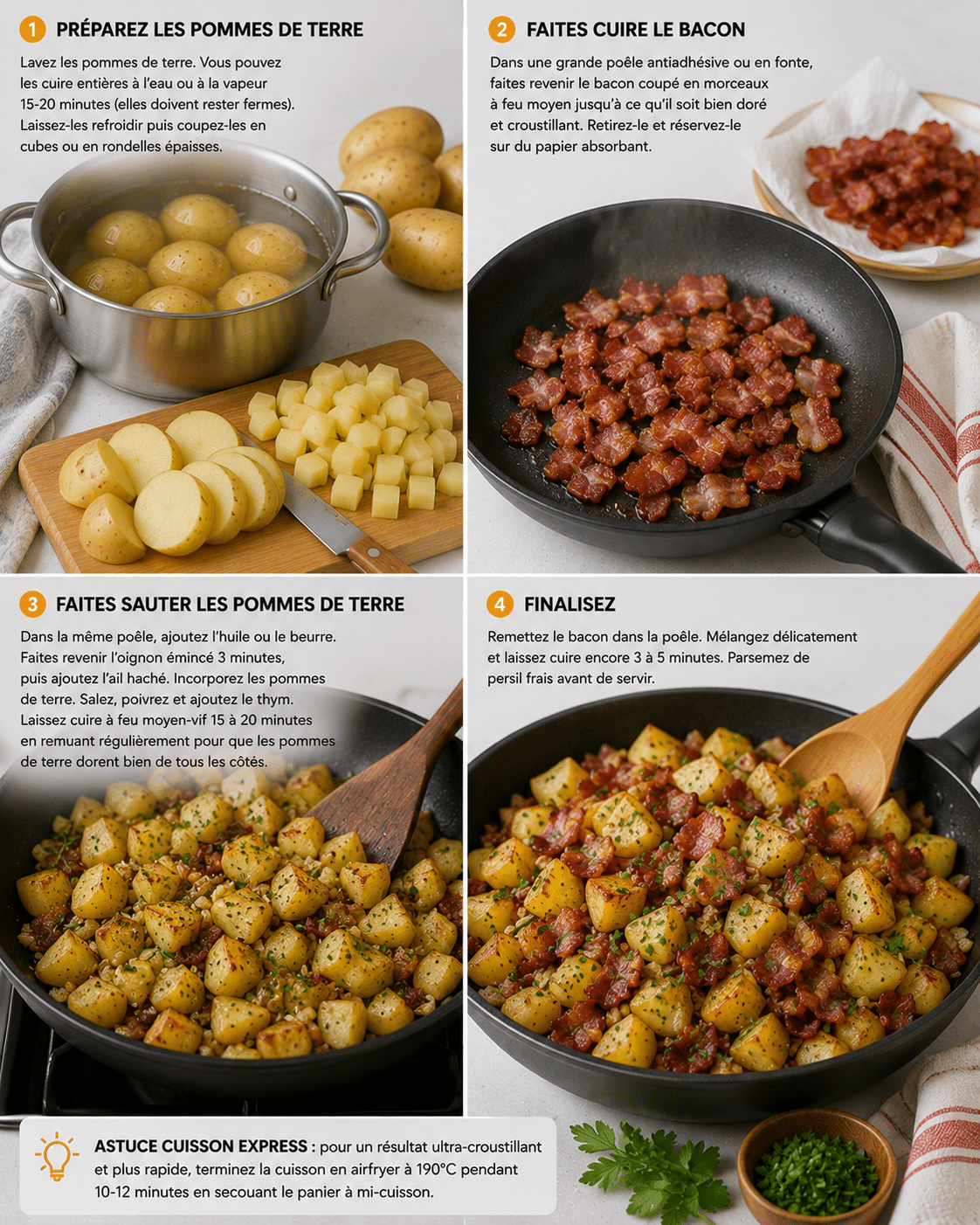 Étape par Étape: Pommes de Terre Sautées au Bacon : la recette croustillante et irrésistible qui fait craquer toute la famille Étape par Étape: Pommes de Terre Sautées au Bacon : la recette croustillante et irrésistible qui fait craquer toute la famille