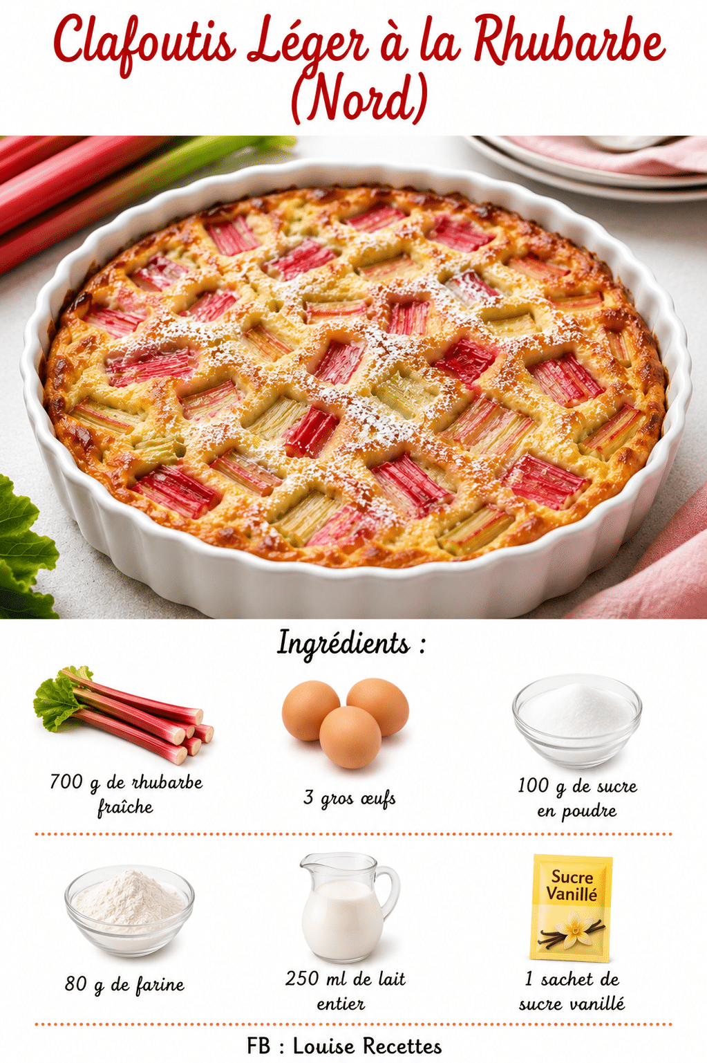 Clafoutis à la Rhubarbe (Nord) : la recette Clafoutis à la Rhubarbe (Nord) : la recette