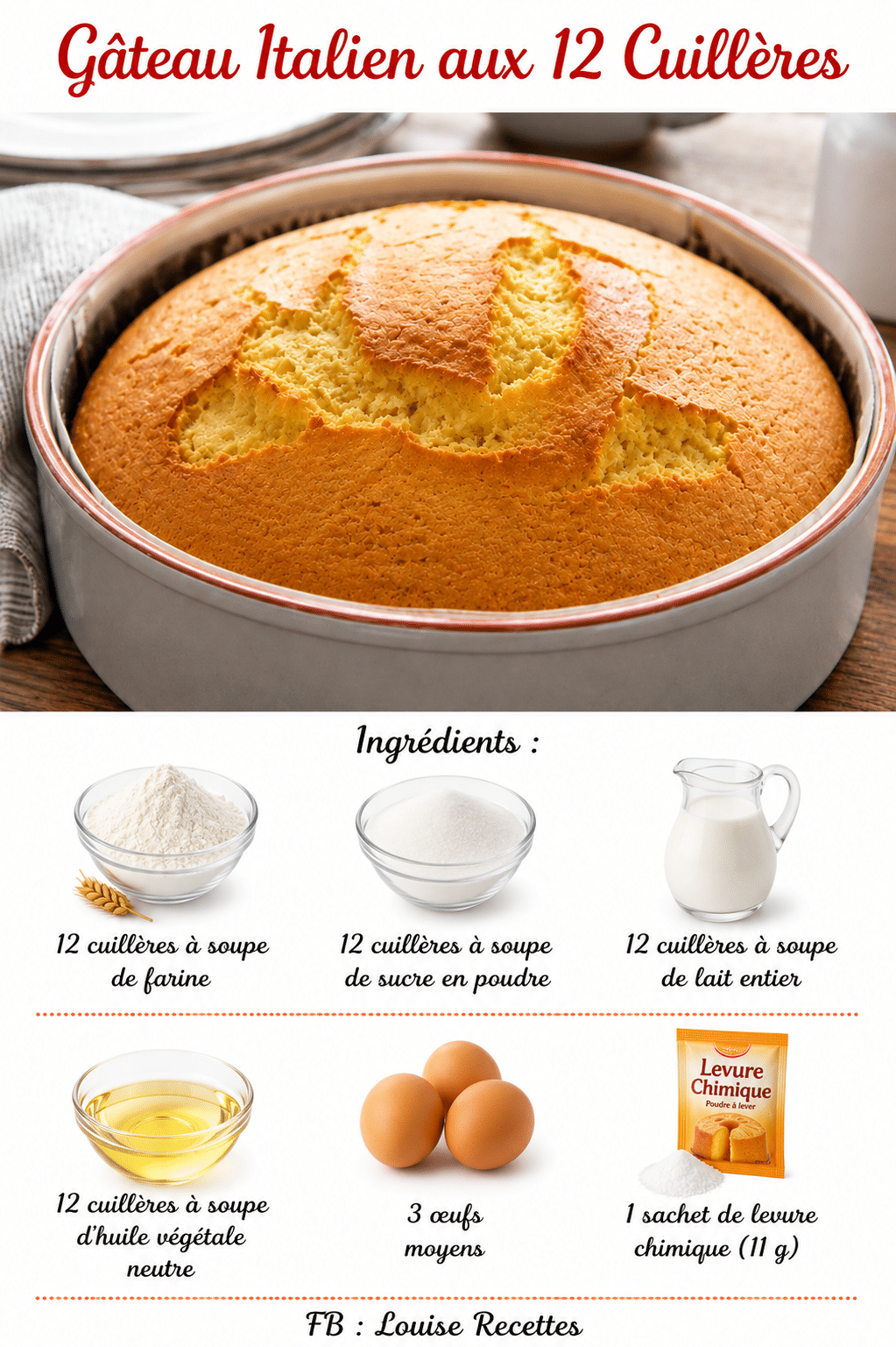 Gâteau Italien aux 12 Cuillères : la recette ultra-moelleuse et magique qui fait toujours l’unanimité