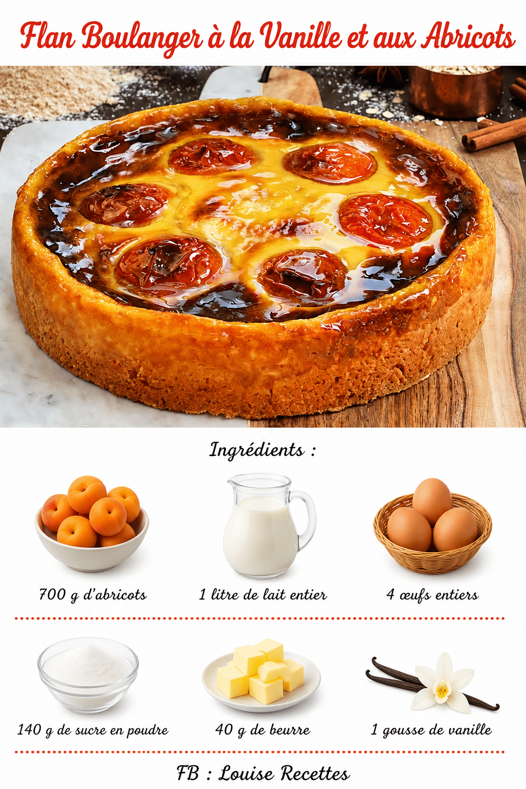 Flan Boulanger à la Vanille et aux Abricots : le dessert crémeux et fruité qui sent bon la boulangerie
