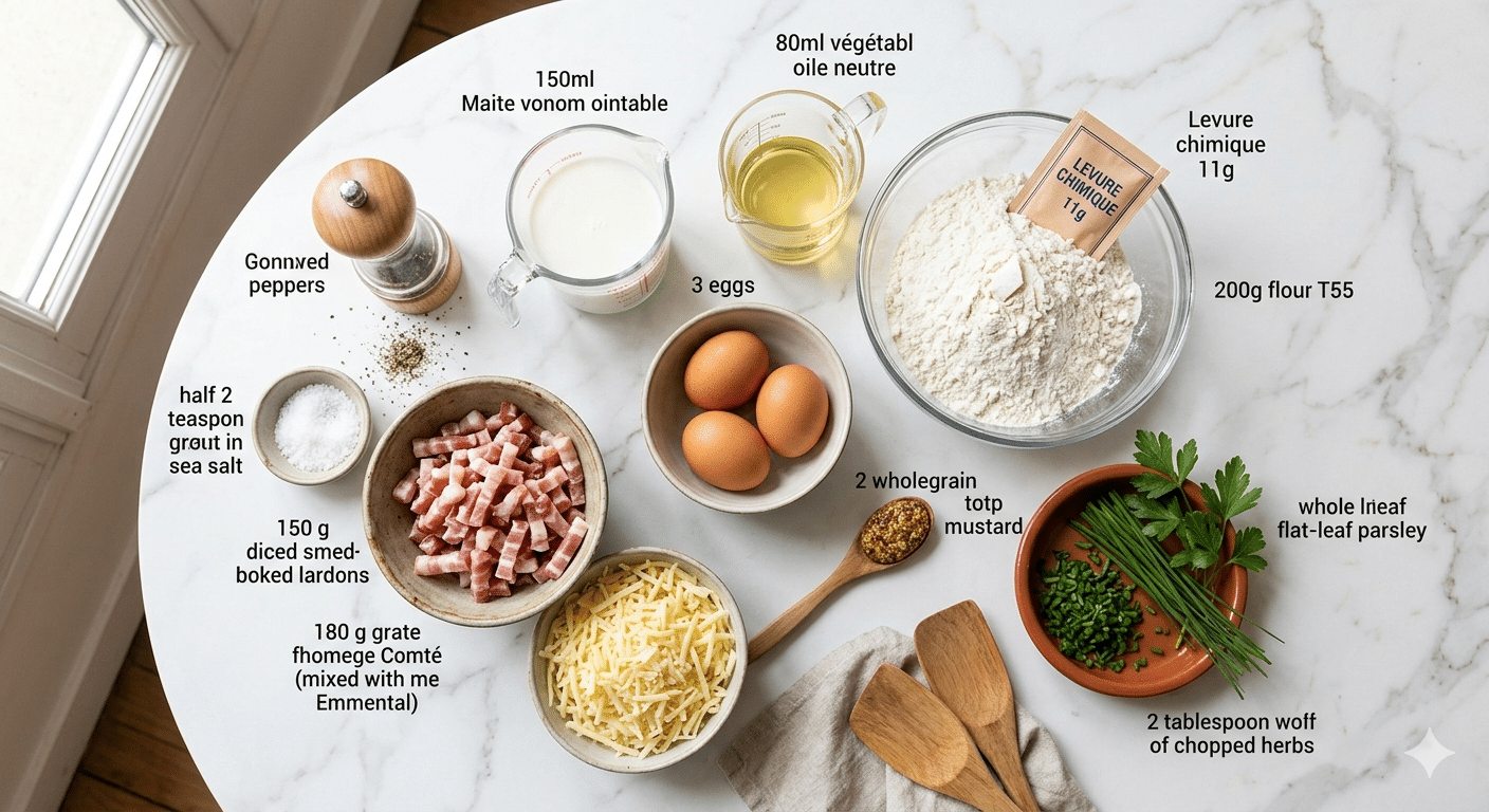 La Liste des Ingrédients : Bouchées au Lardons Fumés et au Comté