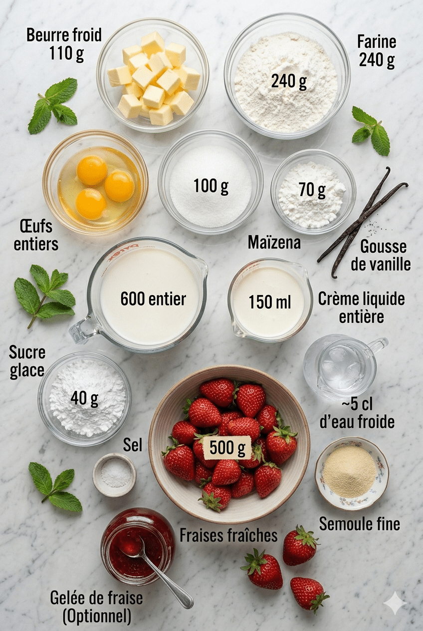 La Liste des Ingrédients : Flan Pâtissier aux Fraises : Le Dessert Crémeux, Vanillé et Gourmand qui Fait Sensation à Chaque Fois
