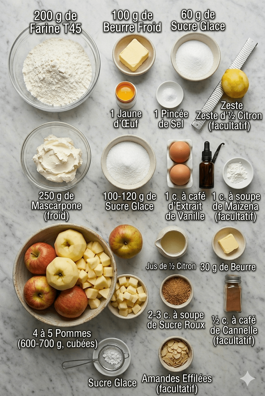 La Liste des Ingrédients : Tarte Pommes Mascarpone : La Recette Fondante, Parfumée et Élégante