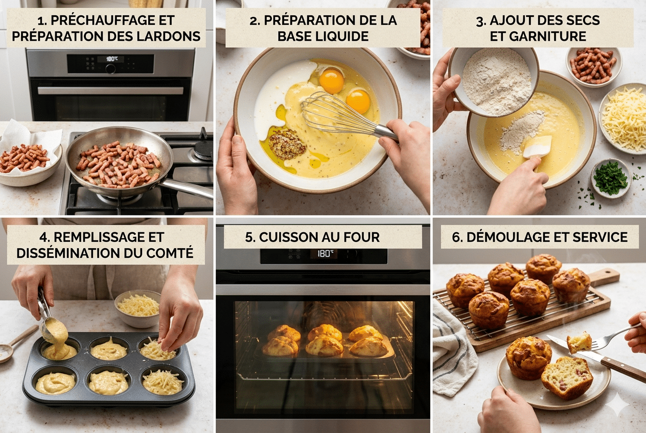 Étape par Étape: Bouchées au Lardons Fumés et au Comté
