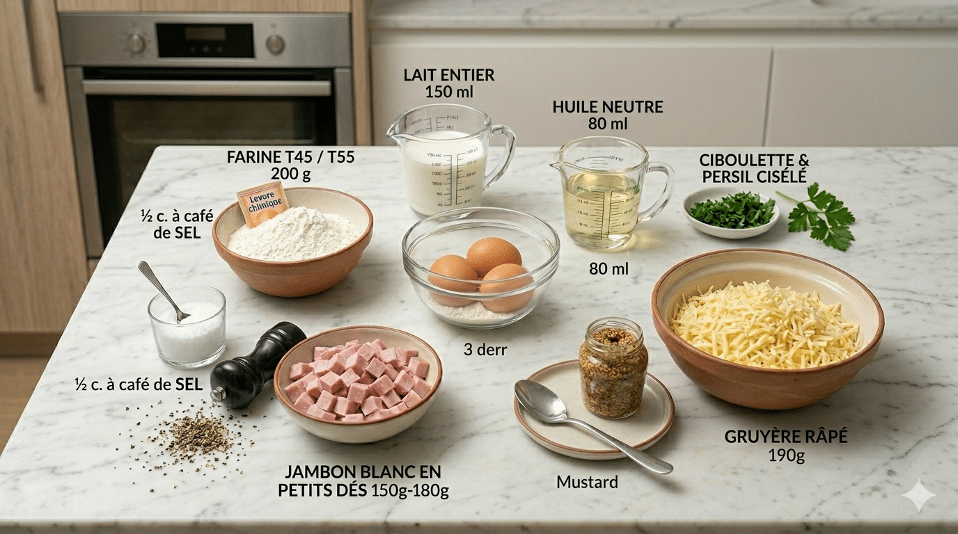 La Liste des Ingrédients : Cake Jambon-Gruyère : Le Cake Salé Moelleux, Doré et Gourmand qui Fait l’Unanimité