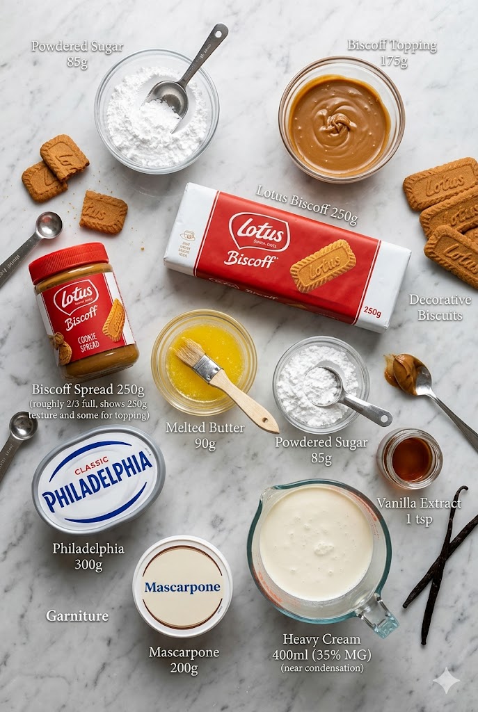 La Liste des Ingrédients : Cheesecake Mousse Mascarpone et Spéculoos