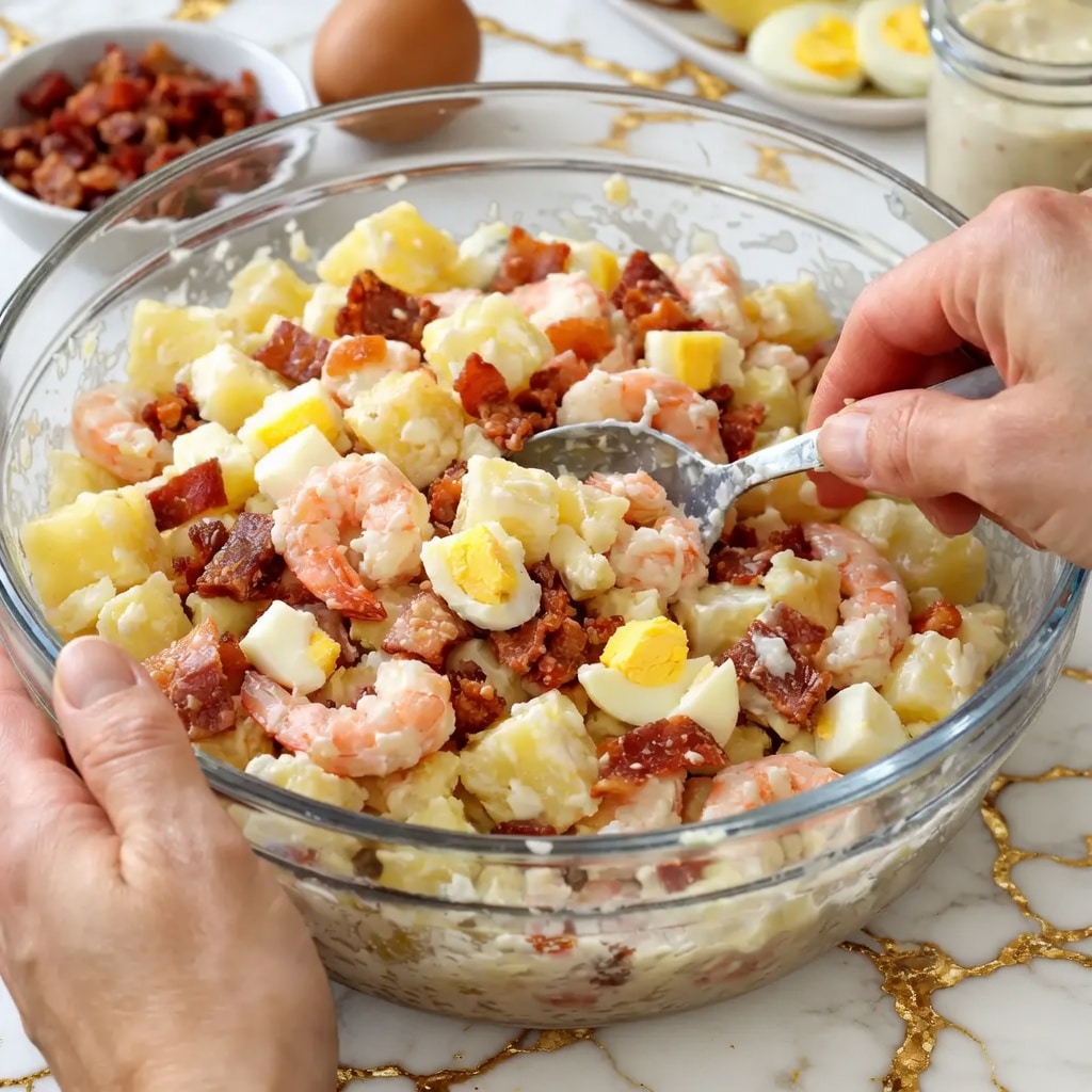 Salade Crevettes Lardons aux Pommes de Terre : la recette fraîche