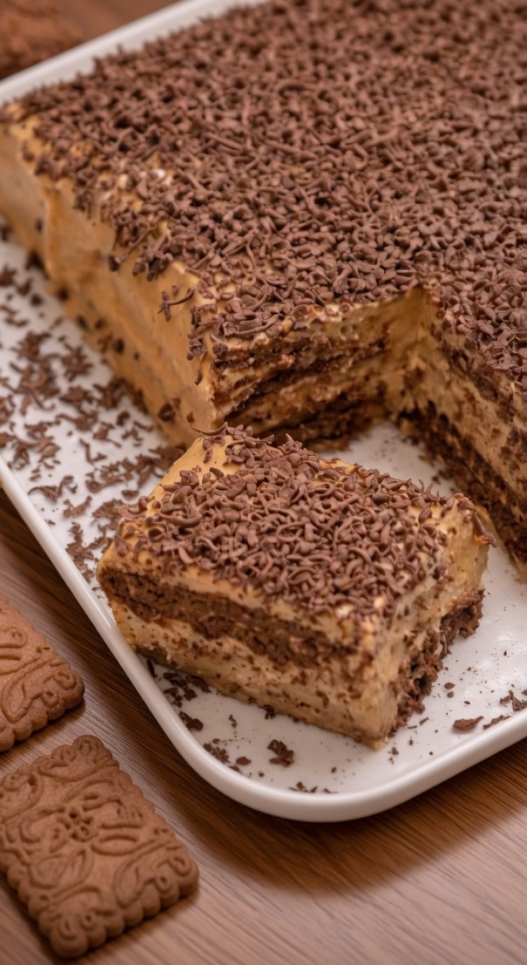 Gâteau Froid Lotus et Café : Le Dessert Sans Cuisson, Croquant et Crémeux qui Fait Sensation à Chaque Fois