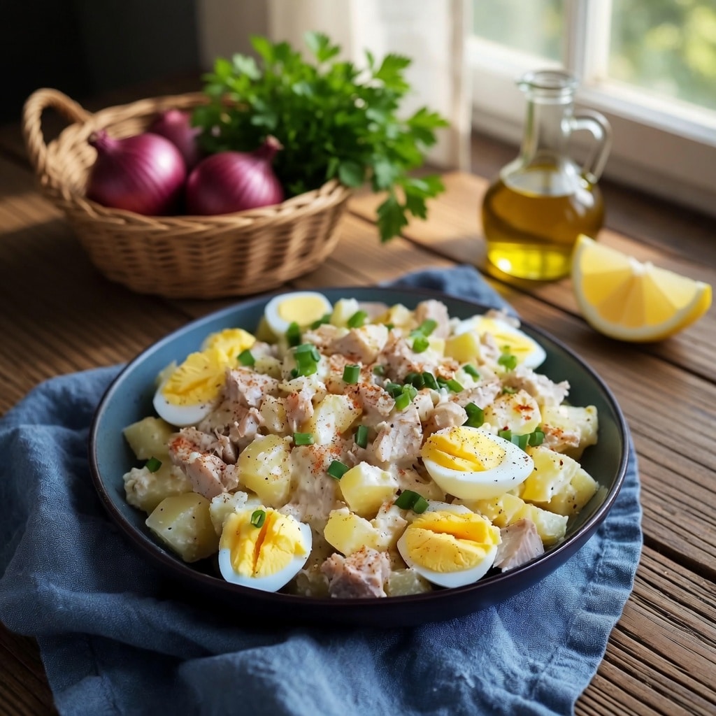 Salade de Pommes de Terre au Thon et aux Œufs : la recette classique, fraîche et généreuse qui fait toujours l’unanimité