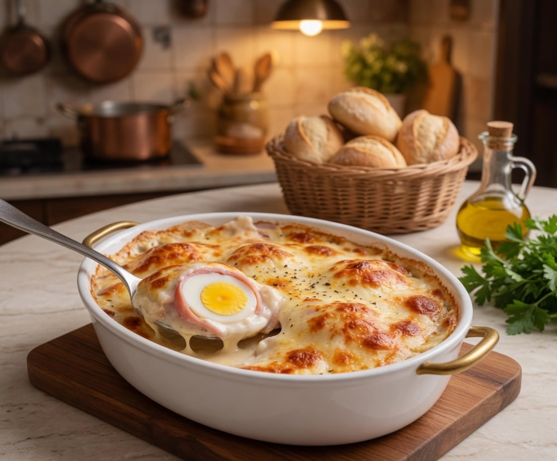 Œufs Roulés au Jambon, Gratinés au Fromage : la recette réconfortante et ultra-simple qui plaît à tous