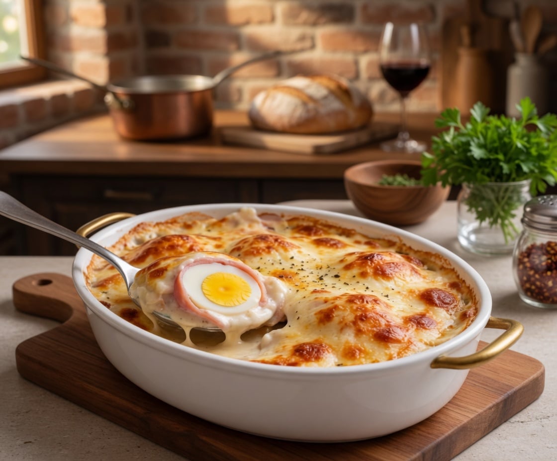 Œufs Roulés au Jambon, Gratinés au Fromage : la recette réconfortante et ultra-simple Œufs Roulés au Jambon, Gratinés au Fromage : la recette réconfortante et ultra-simple