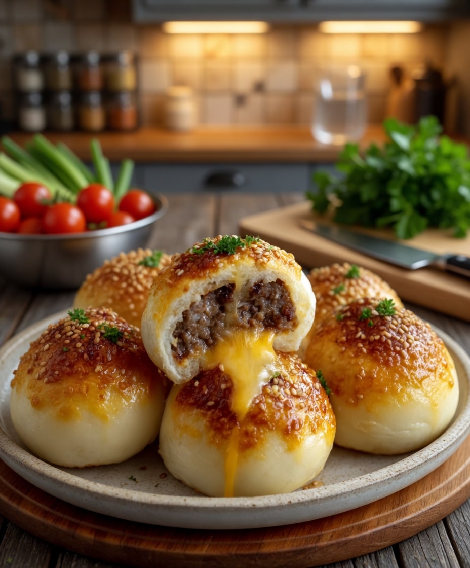 Bombes au Cheeseburger à l’Ail et au Parmesan : la recette ultra-gourmande qui fait craquer tout le monde ! Bombes au Cheeseburger à l’Ail et au Parmesan : la recette ultra-gourmande qui fait craquer tout le monde !