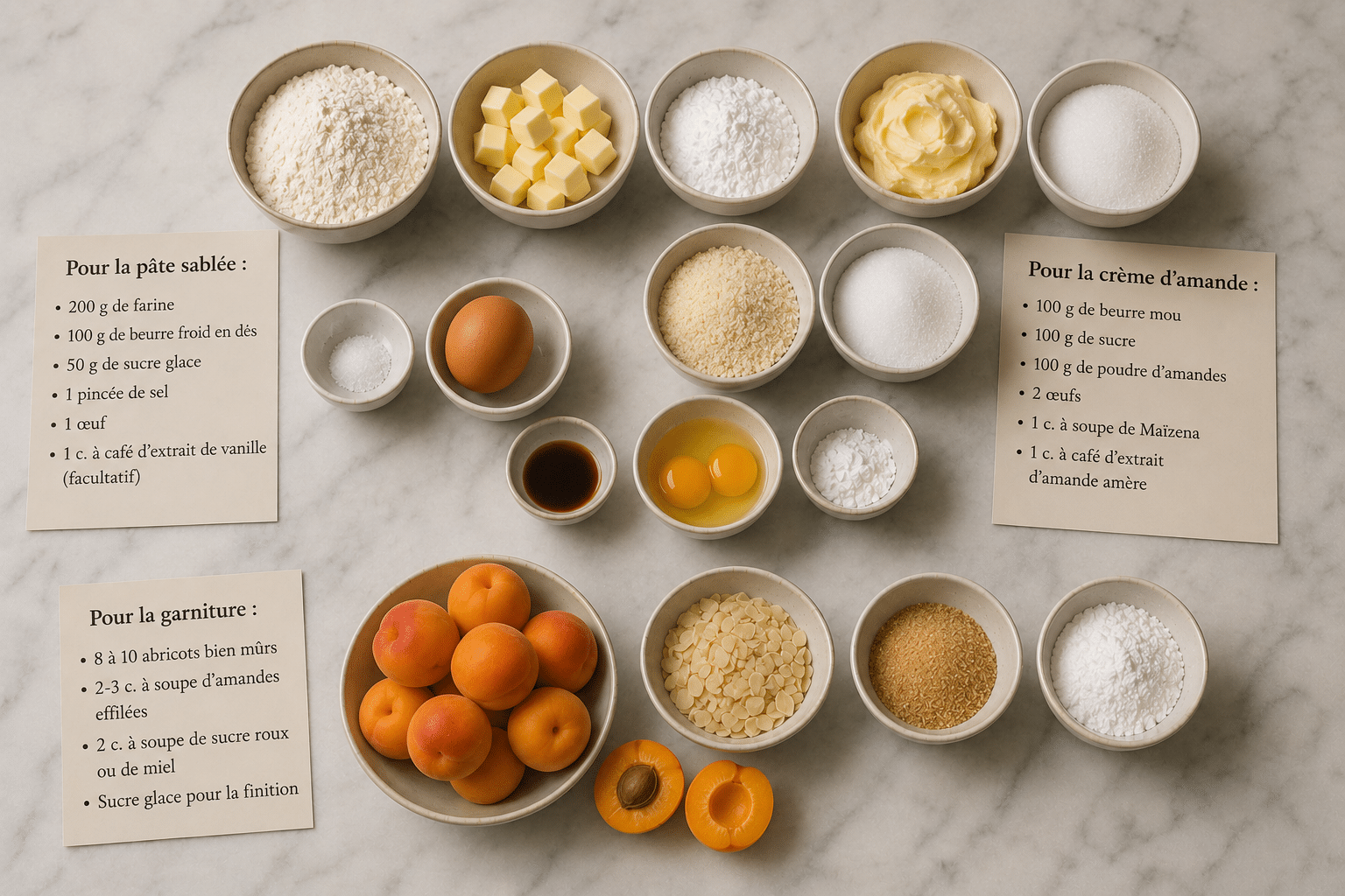La Liste des Ingrédients : Tartelettes aux Abricots : les petites douceurs estivales irrésistibles
