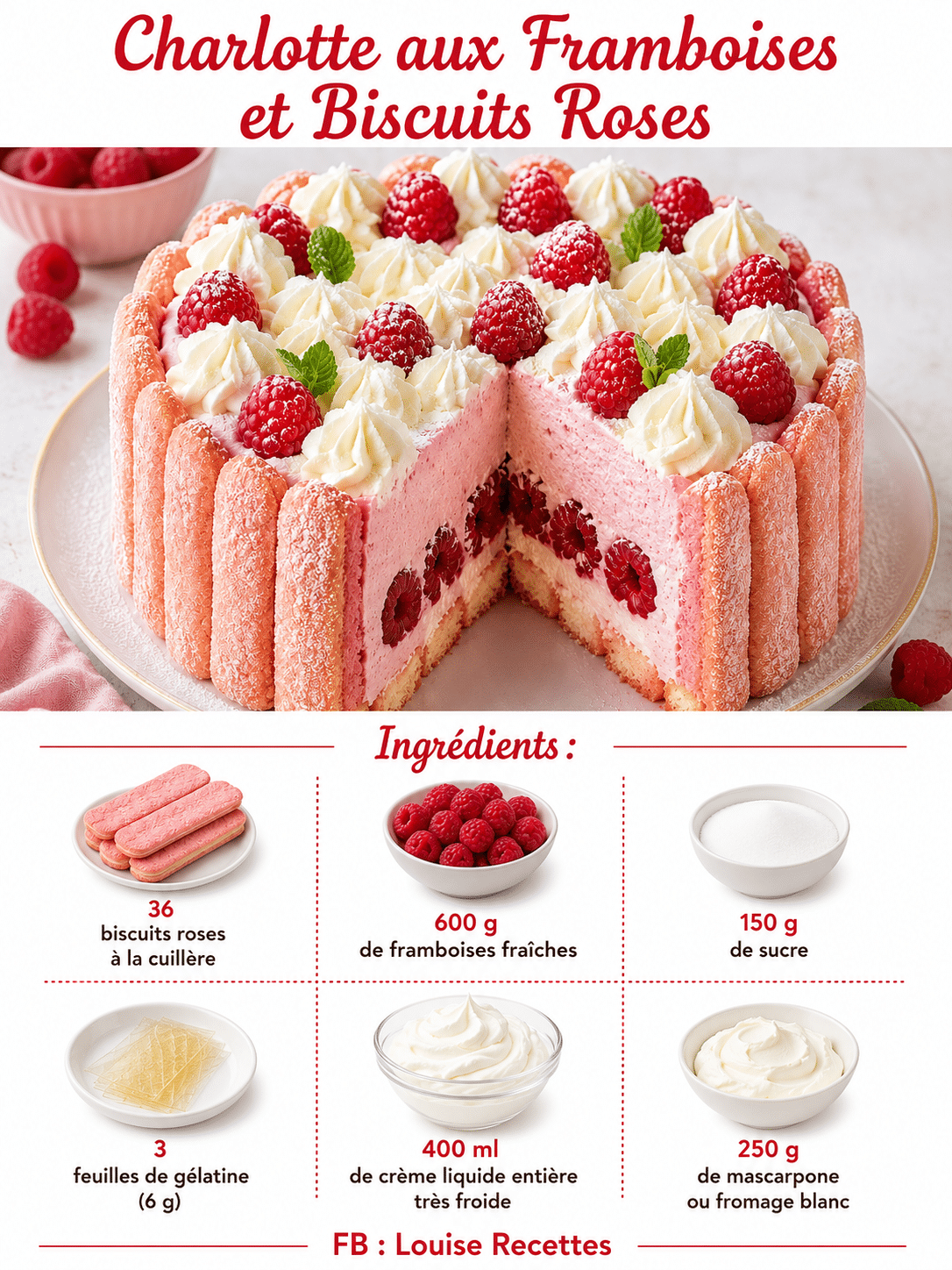Charlotte aux Framboises et Biscuits Roses : le dessert élégant, frais et irrésistible de l’été Charlotte aux Framboises et Biscuits Roses : le dessert élégant, frais et irrésistible de l’été