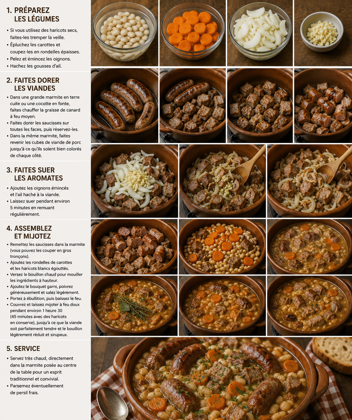 Étape par Étape: Marmite Toulousaine Traditionnelle : le cassoulet authentique, généreux et réconfortant du Sud-Ouest