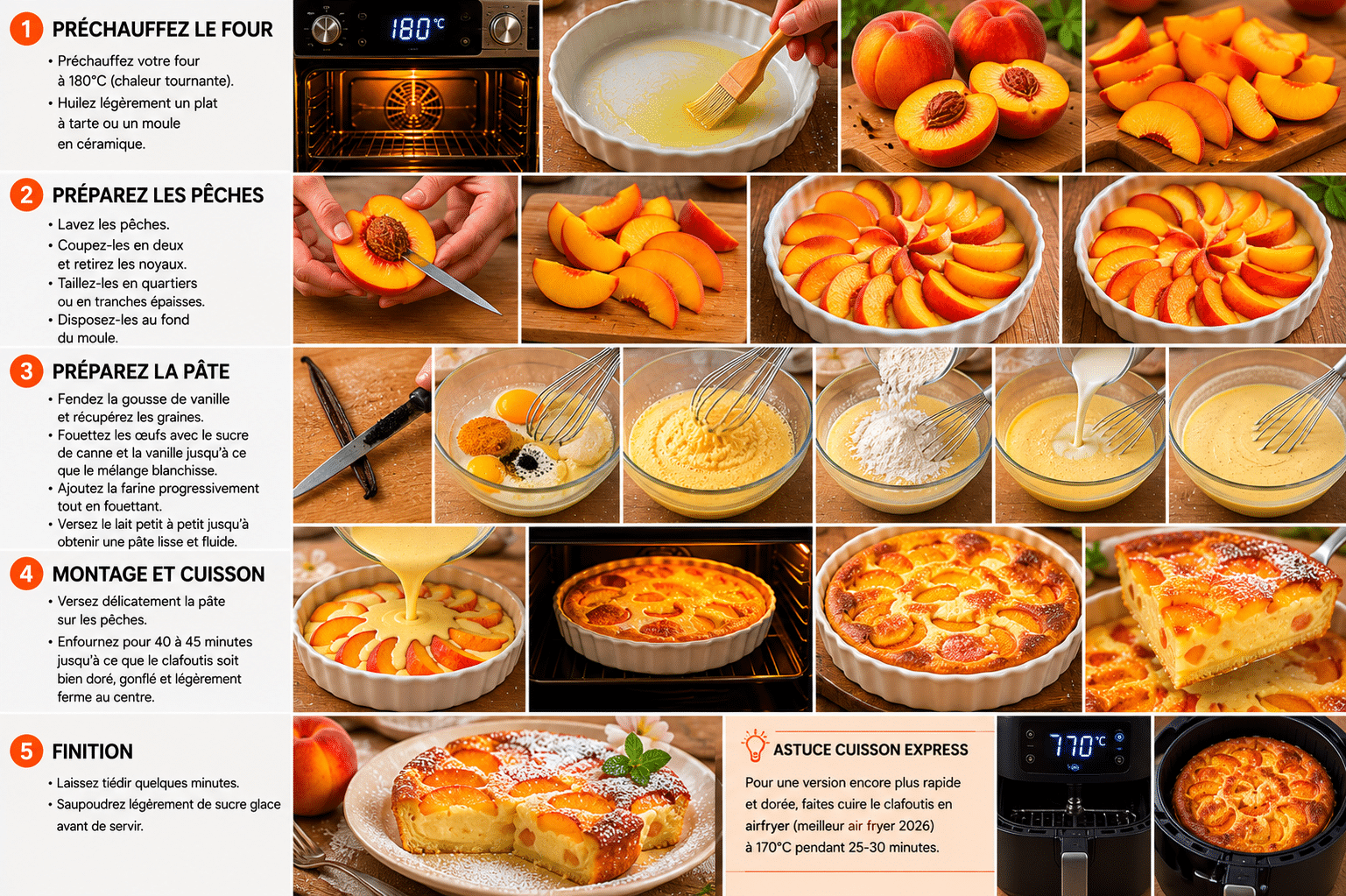 Étape par Étape: Clafoutis aux Pêches : le dessert moelleux et fruité qui sent bon l’été