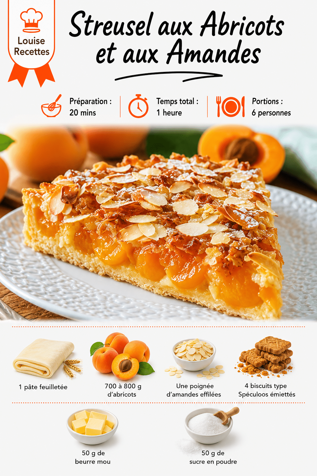 Streusel aux Abricots et aux Amandes : le dessert croquant et fondant qui sent bon l’été