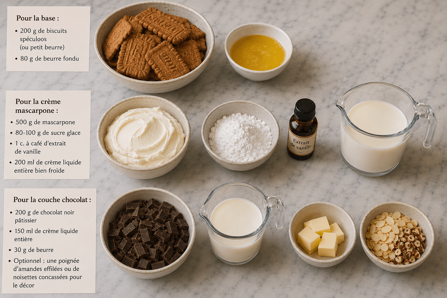 La Liste des Ingrédients : Carré Chocolat et Mascarpone : le dessert gourmand et ultra-crémeux qui fait fondre tout le monde