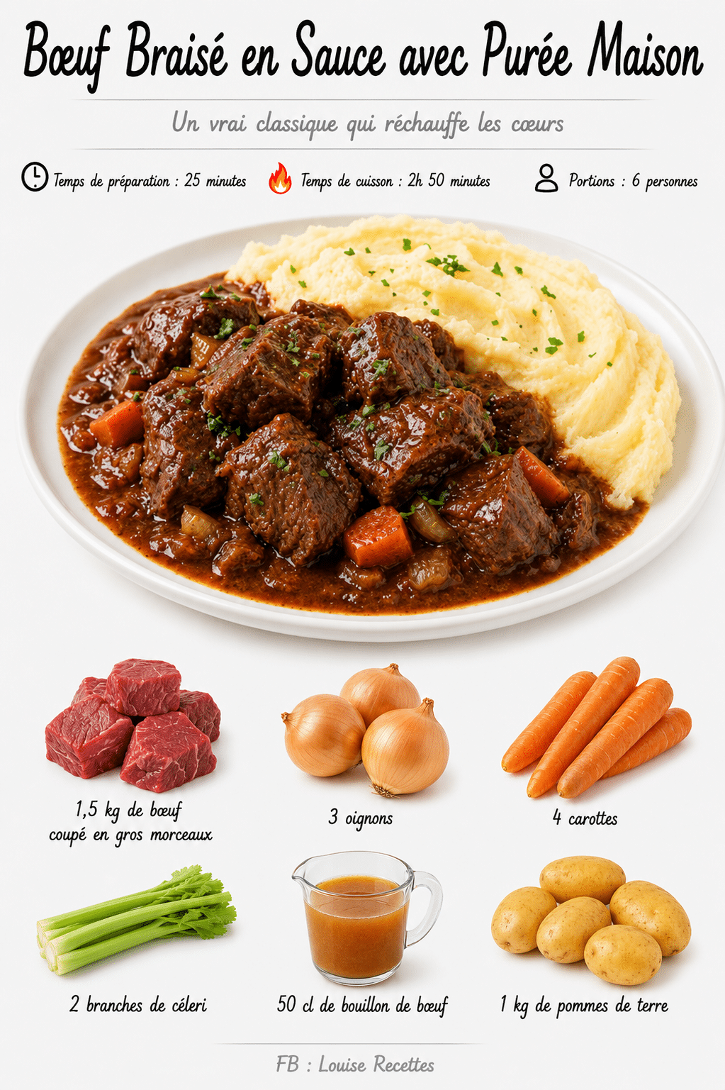 Bœuf Braisé en Sauce avec Purée Maison : le plat réconfortant et fondant qui réunit toute la famille