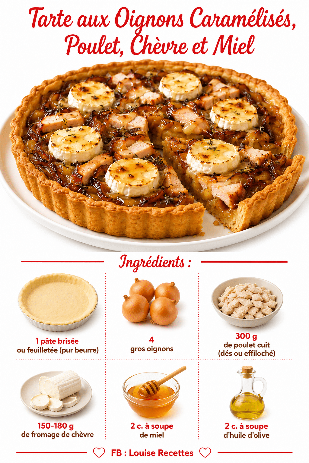Tarte aux Oignons Caramélisés, Poulet, Chèvre et Miel : la recette salée sucrée qui fait l’unanimité Tarte aux Oignons Caramélisés, Poulet, Chèvre et Miel : la recette salée sucrée qui fait l’unanimité