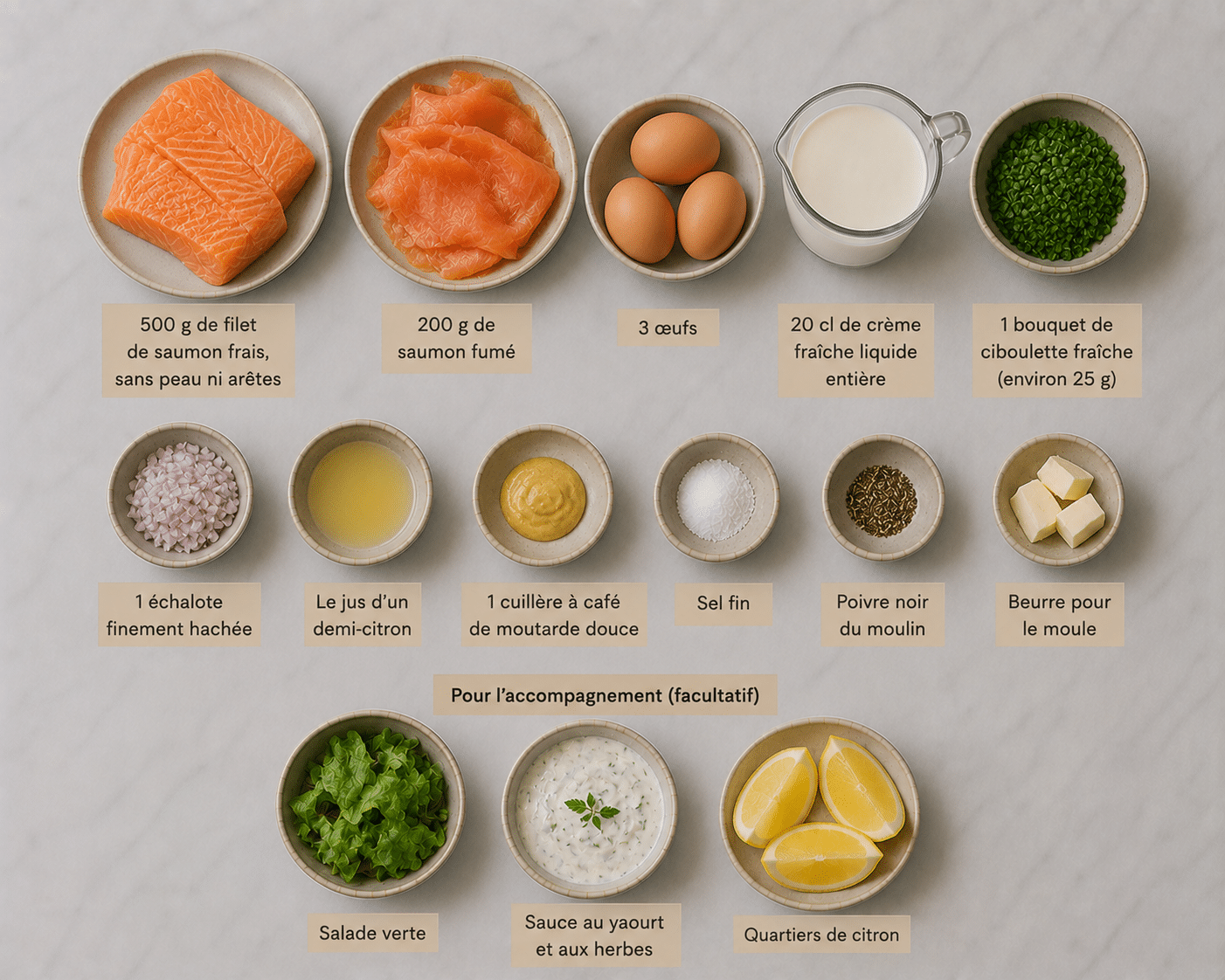 La Liste des Ingrédients : Terrine de Saumon à la Ciboulette : l’entrée fraîche, élégante et fondante qui impressionne à tous les coups