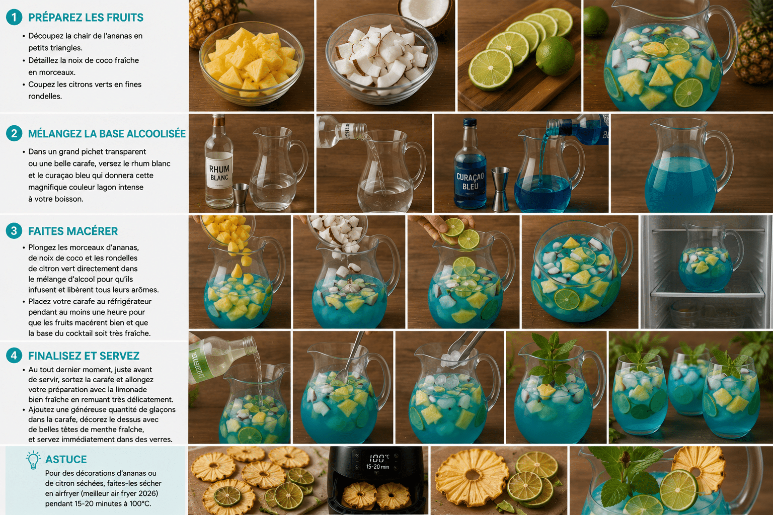 Le Guide de Préparation Étape par Étape: Punch Bleu Lagon : la boisson tropicale fraîche et festive qui fait voyager Le Guide de Préparation Étape par Étape: Punch Bleu Lagon : la boisson tropicale fraîche et festive qui fait voyager