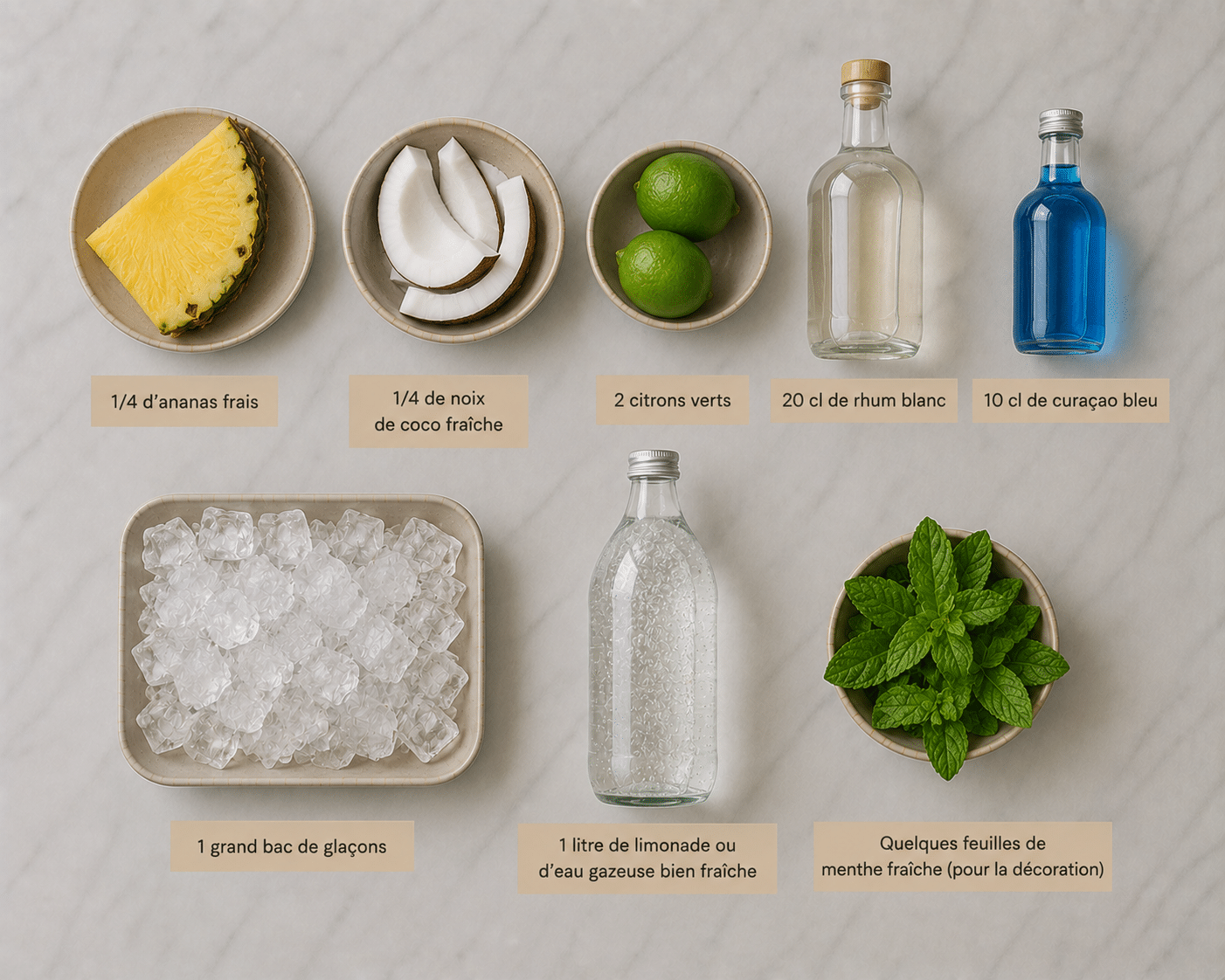 La Liste des Ingrédients : Punch Bleu Lagon : la boisson tropicale fraîche et festive qui fait voyager