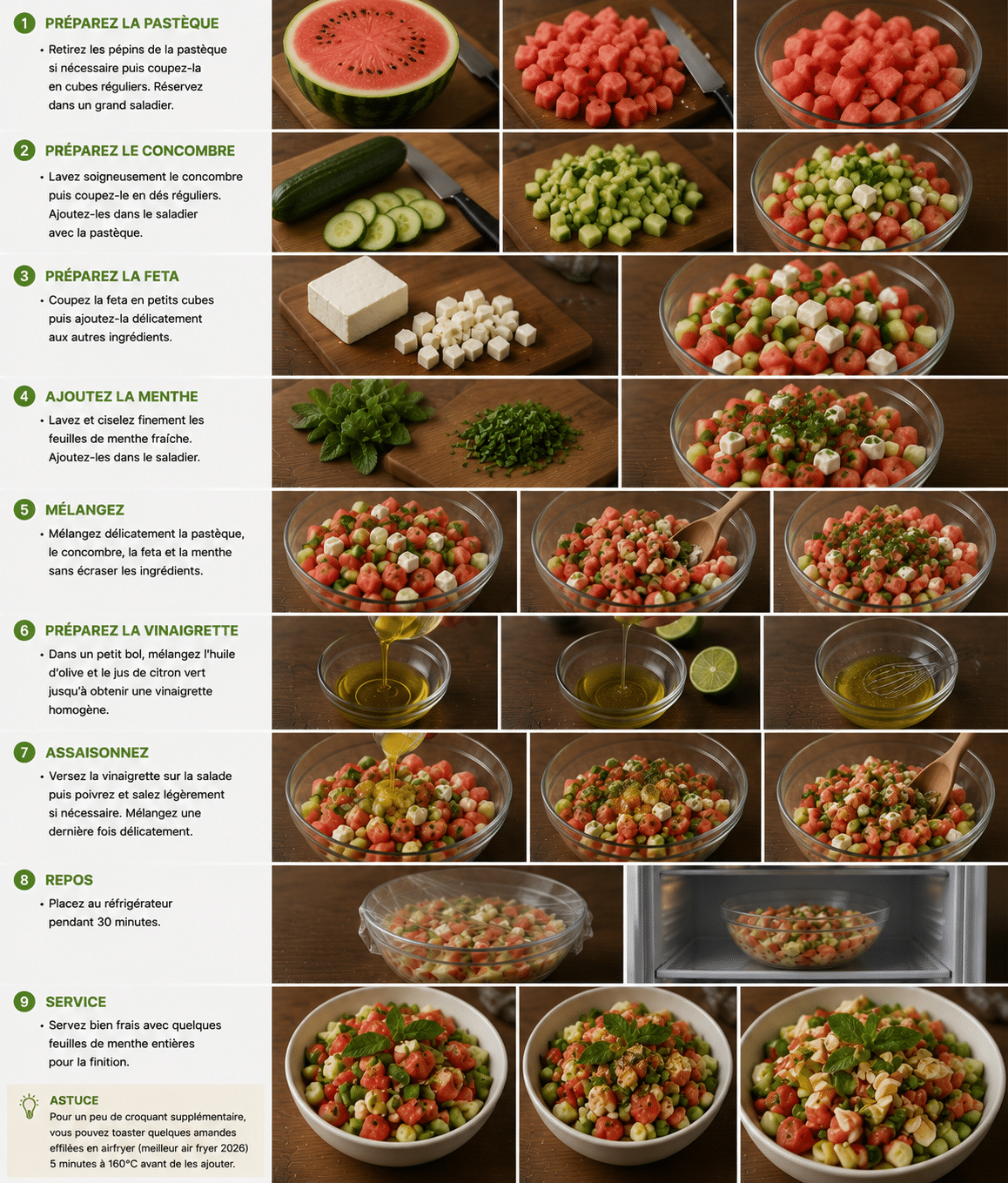 Le Guide de Préparation Étape par Étape: Salade Concombre-Pastèque : la recette fraîche, colorée et désaltérante de l’été