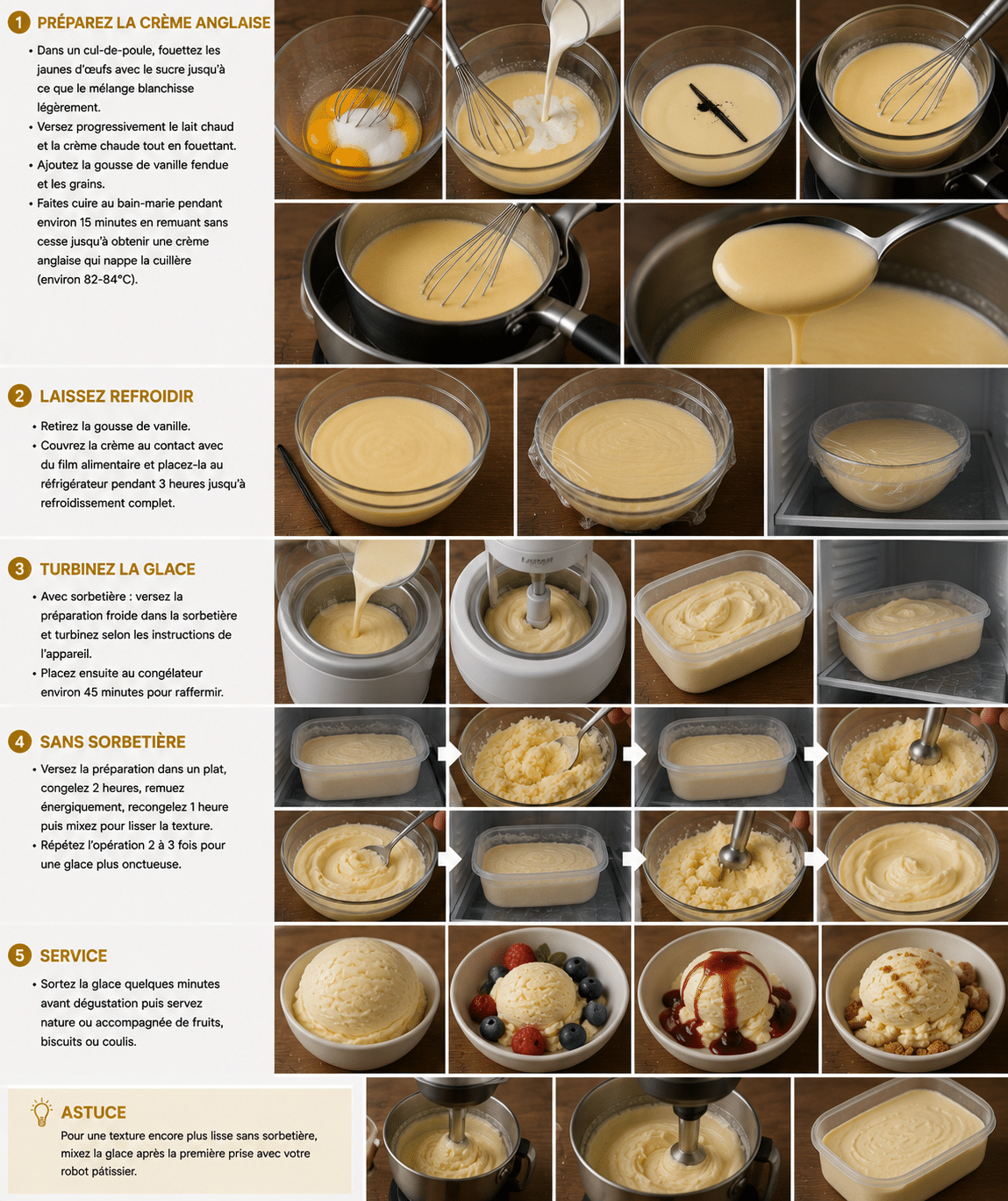 Le Guide de Préparation Étape par Étape: Crème Glacée Maison à la Vanille : la recette onctueuse, douce et authentique qui fait fondre tout le monde Le Guide de Préparation Étape par Étape: Crème Glacée Maison à la Vanille : la recette onctueuse, douce et authentique qui fait fondre tout le monde