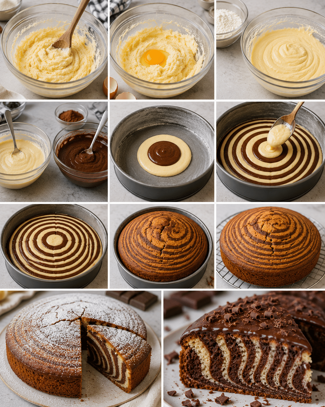 Le Guide de Préparation Étape par Étape: Gâteau Spirale au Chocolat et à la Vanille : le Zebra Cake Le Guide de Préparation Étape par Étape: Gâteau Spirale au Chocolat et à la Vanille : le Zebra Cake