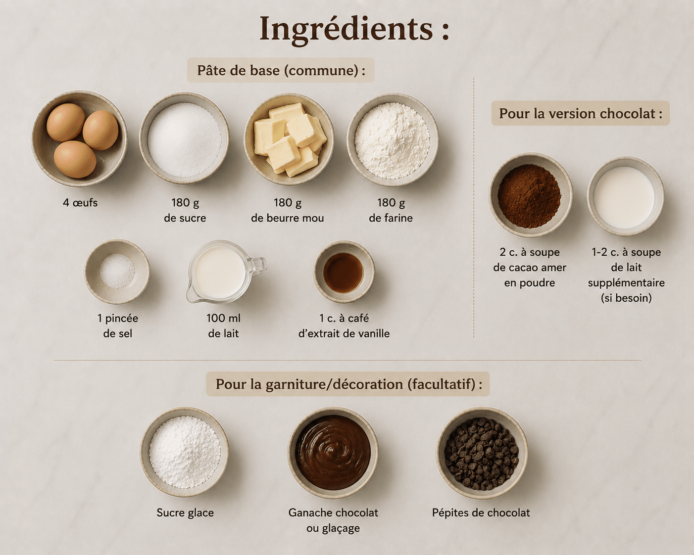 La Liste des Ingrédients : Gâteau Spirale au Chocolat et à la Vanille : le Zebra Cake moelleux et spectaculaire